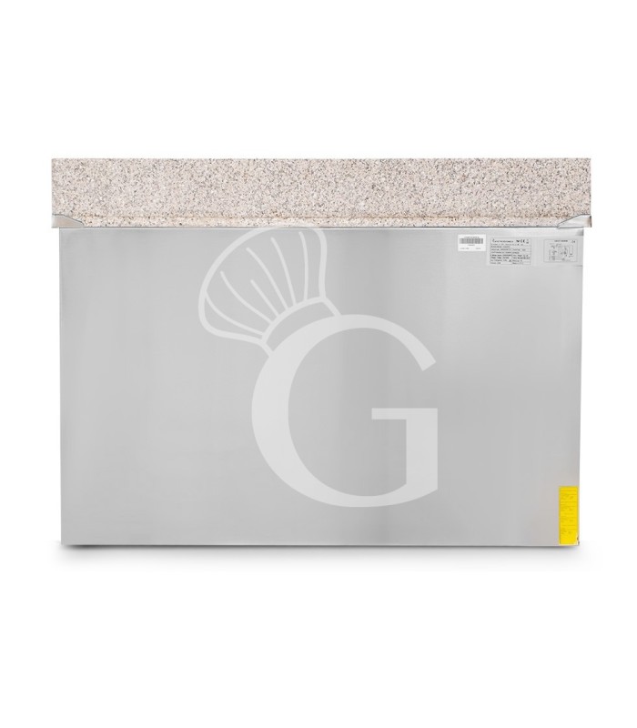 Pizzakühltisch / Saladette, statisch, 3 Türen, 6 GN 1/1 Schüssel, +2°C/+8°C, Arbeitsplatte aus Granit