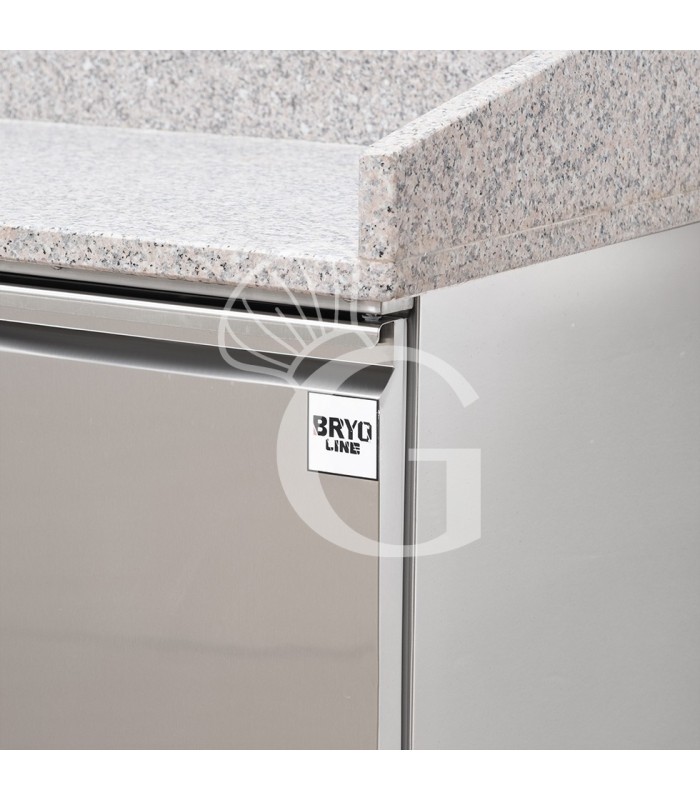 Pizzakühltisch / Saladette, statisch, 3 Türen, 6 GN 1/1 Schüssel, +2°C/+8°C, Arbeitsplatte aus Granit