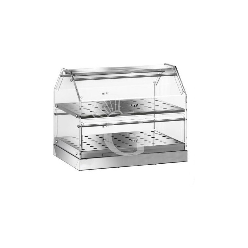 Tischvitrine – Bar – neutral – Croissants – Edelstahl – 2 Ablagen – Breite 500 mm