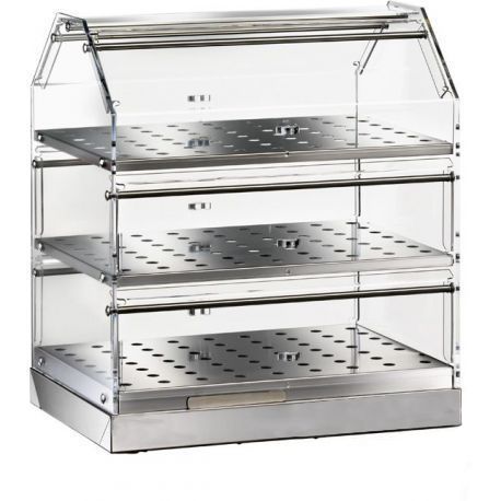 Buffetvitrine/Thekenaufsteller/Show-Vitrine aus Edelstahl, 3 Borde, B 850 mm x T 350 mm x H 500 mm