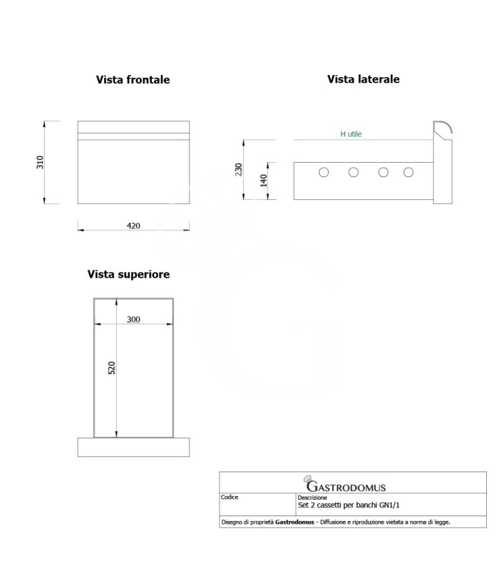 copy of Tavolo refrigerato - 2 porte - Prof. 700 - temperatura -2°C/+8°C