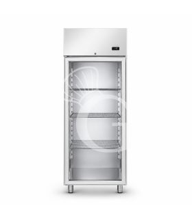 Kühlschrank (600 Liter), Edelstahl, Glastür, Umluftkühlung, Temperatur -2°C /+10°C
