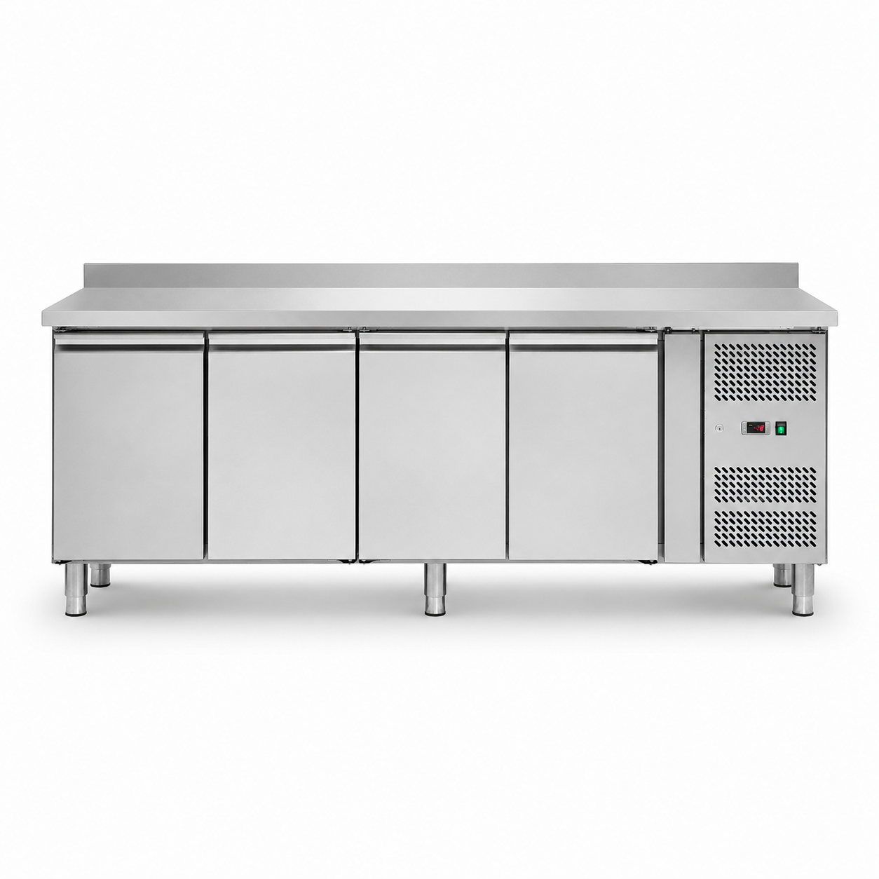 Kühltisch, 4 Türen, Aufkantung, T 600 mm, Temperatur -2°C/+8°C, Energieklasse C