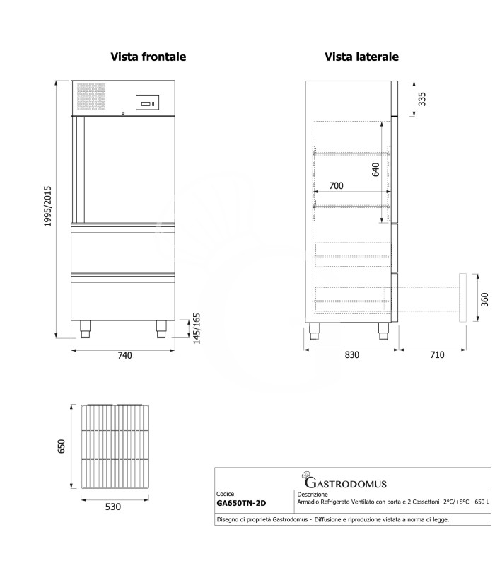 copy of Armadio refrigerato ventilato TN - porta in vetro - capacità 650 LT - tropicalizzato