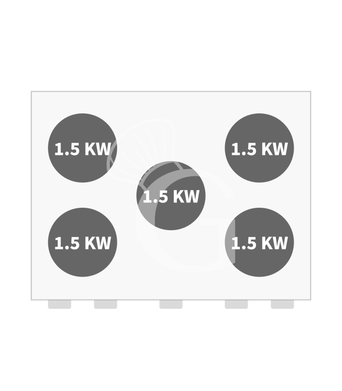 Professioneller Elektroherd mit 5 Kochplatten und Elektrobackofen mit Umluft GN1/1, Tiefe 600 mm