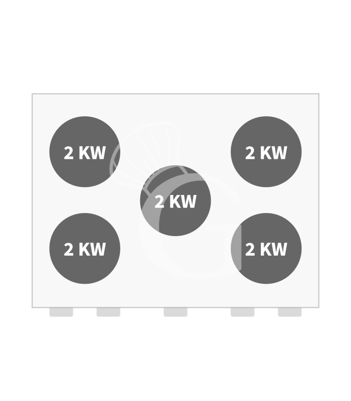 Professioneller Elektroherd mit 5 leistungsstarken Kochplatten und Elektrobackofen mit Umluft GN1/1, Tiefe 600 mm
