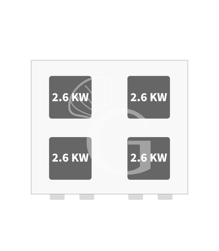 Professioneller Elektroherd mit 4 quadratische Kochplatten und offenen Unterbau, Tiefe 700 mm