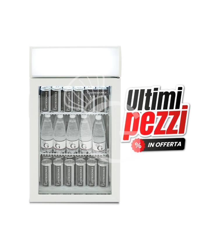 Weißer Mini-Getränkekühlschrank (60 L), Umluftkühlung, Temperatur 0°C/+10°C, Flügeltür