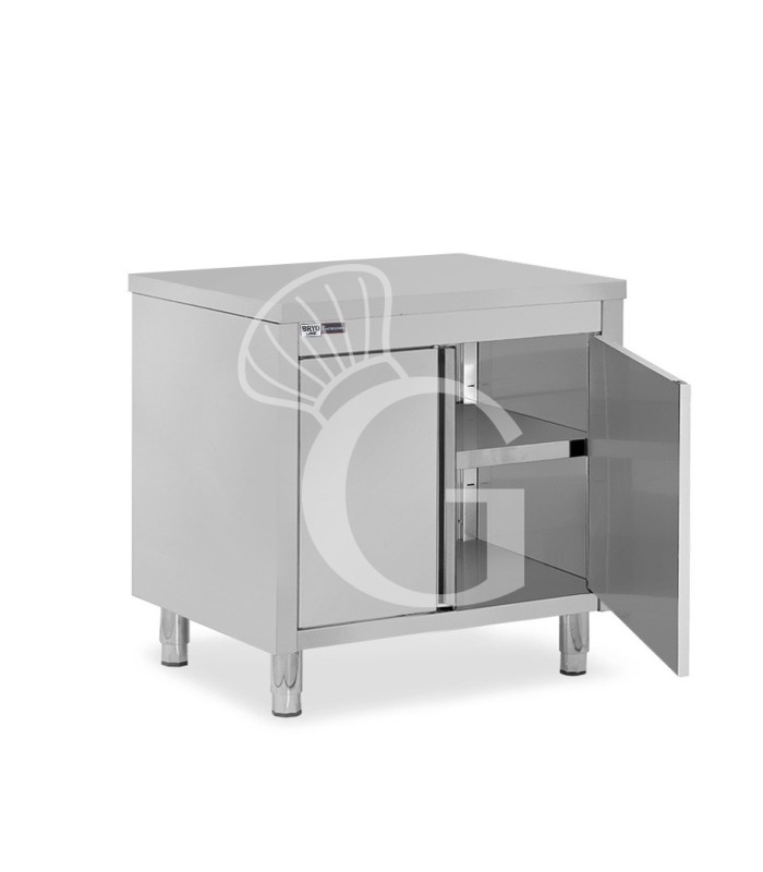 Schranktisch / Arbeitsschrank, Edelstahl, 1 Flügeltür, B 700 mm x T 700 mm x H 850 mm