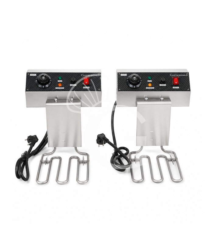 Elektro-Fritteuse mit Fettablasshähne, 2 Becken (2 x 10 Liter), Tischgerät, 2 x 3000 Watt, einphasig