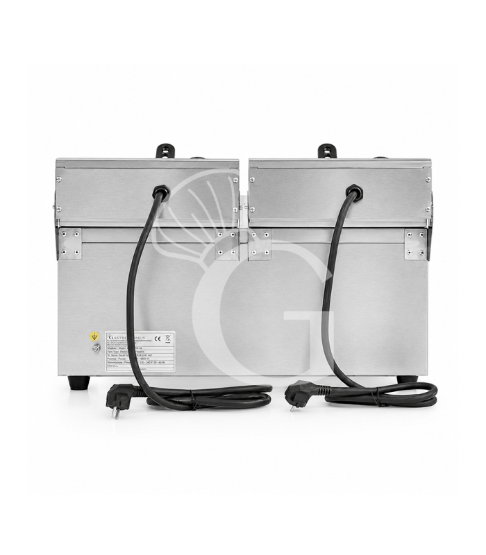 Elektro-Fritteuse mit Fettablasshähne, 2 Becken (2 x 10 Liter), Tischgerät, 2 x 3000 Watt, einphasig