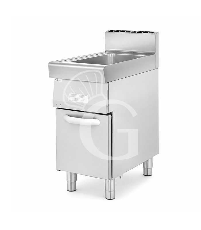 Profi Gas-Nudelkocher, 1 Becken (40 Liter) mit Schrank (B 400 mm x T 700 mm x H 850 mm)