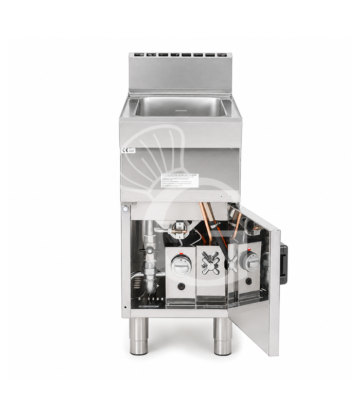 Profi Gas-Nudelkocher, 1 Becken (40 Liter) mit Schrank (B 400 mm x T 700 mm x H 850 mm)
