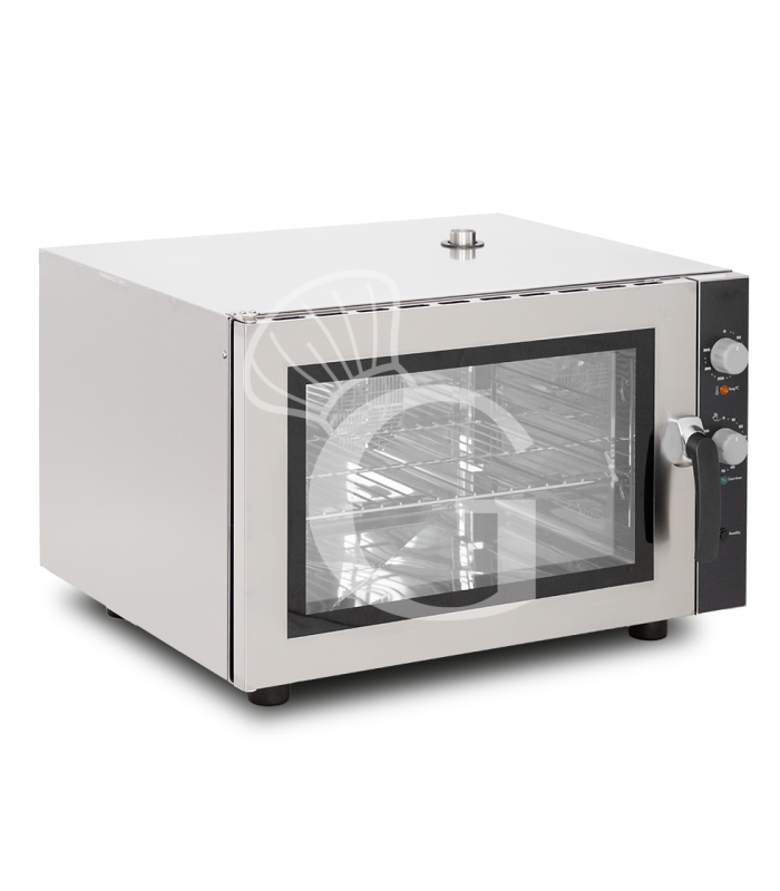 Elektro Heißluftofen, für die Bäckerei, Luftbefeuchter, Flügeltür, mechanische Steuerung, dreiphasig, 4 Backbleche (600x400 mm)