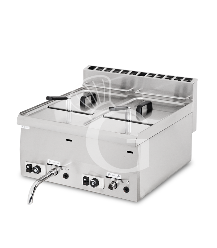 Profi Gas-Fritteuse mit 2 Becken (2 x 8 Liter), Tischgerät, 13600 Watt