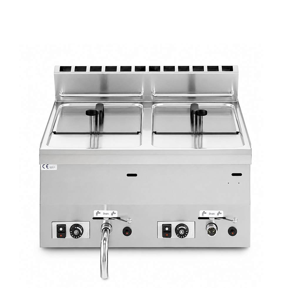 Profi Gas-Fritteuse mit 2 Becken (2 x 8 Liter), Tischgerät, 13600 Watt