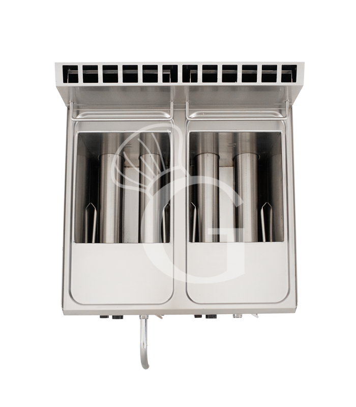Profi Gas-Fritteuse mit 2 Becken (2 x 8 Liter), Tischgerät, 13600 Watt