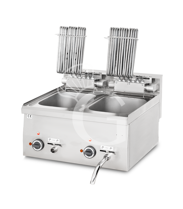 Profi Elektro-Fritteuse mit 2 Becken (2 x 10 Liter), Tischgerät, Leistung 15 kW – dreiphasig