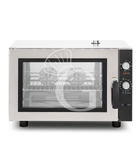 Elektro Heißluftofen, für die Bäckerei, Luftbefeuchter, Flügeltür, mechanische Steuerung, einphasig, 4 Backbleche (600x400 mm)