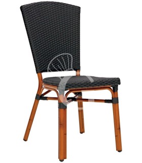 Stuhl "JUNGLE", lackiertes Aluminium, Bambus-Optik, Sitzfläche aus Polyethylenfäden