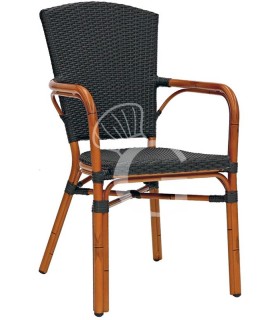 Stuhl "JUNGLE 2", lackiertes Aluminium, Bambus-Optik, Sitzfläche aus Polyethylenfäden