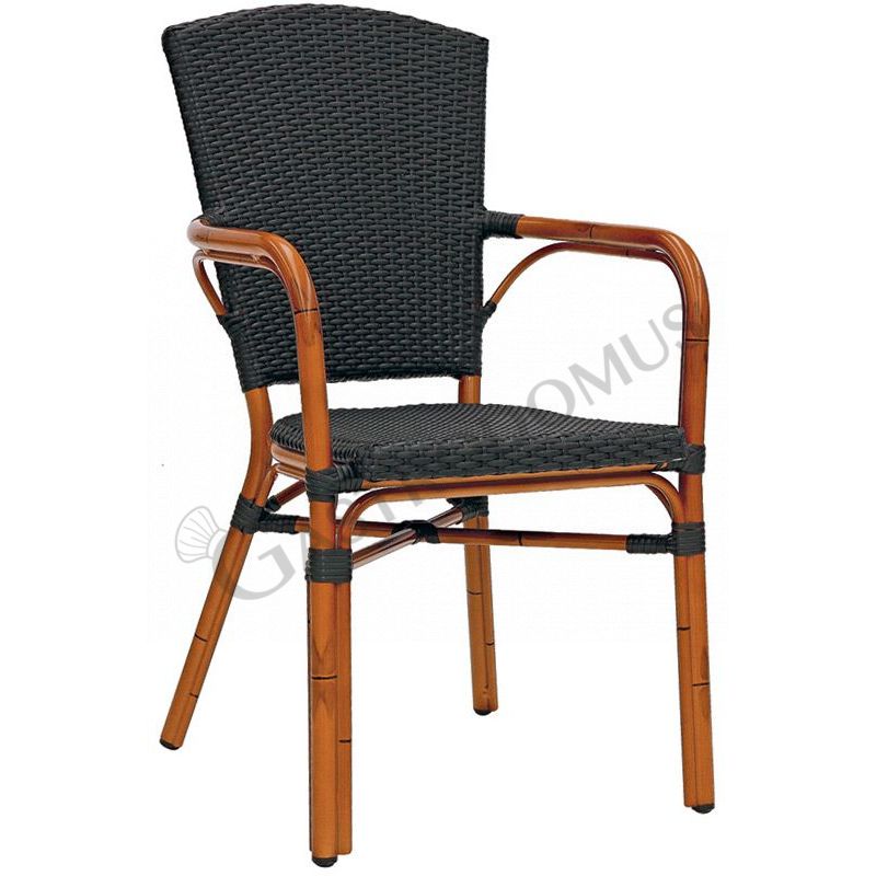 Stuhl "JUNGLE 2", lackiertes Aluminium, Bambus-Optik, Sitzfläche aus Polyethylenfäden