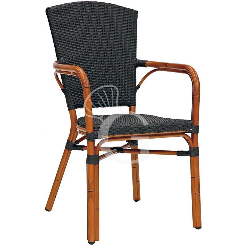Stuhl "JUNGLE 2", lackiertes Aluminium, Bambus-Optik, Sitzfläche aus Polyethylenfäden
