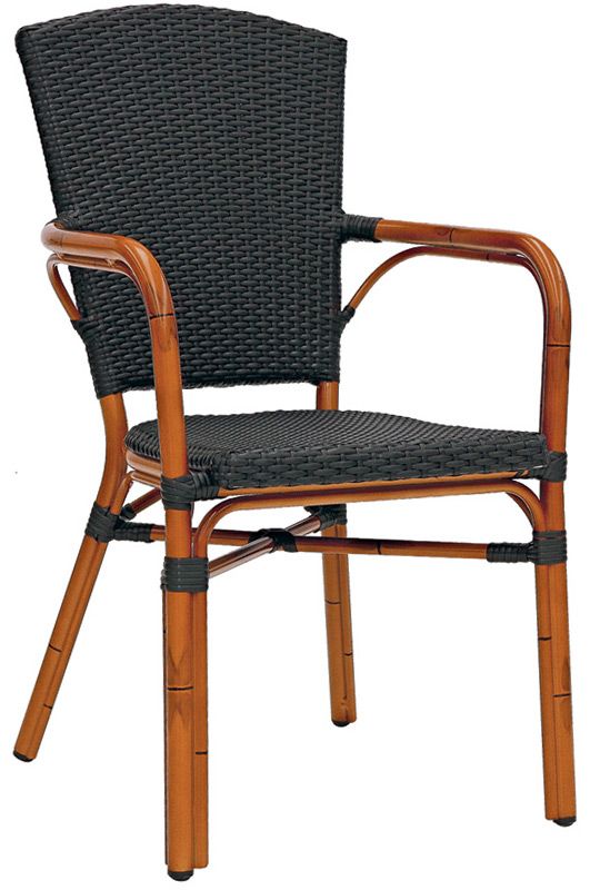 Stuhl "JUNGLE 2", lackiertes Aluminium, Bambus-Optik, Sitzfläche aus Polyethylenfäden