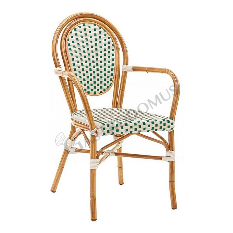 Stuhl "POLLY", lackiertes Aluminium, Bambus-Optik, Sitzfläche aus Nylonfaser