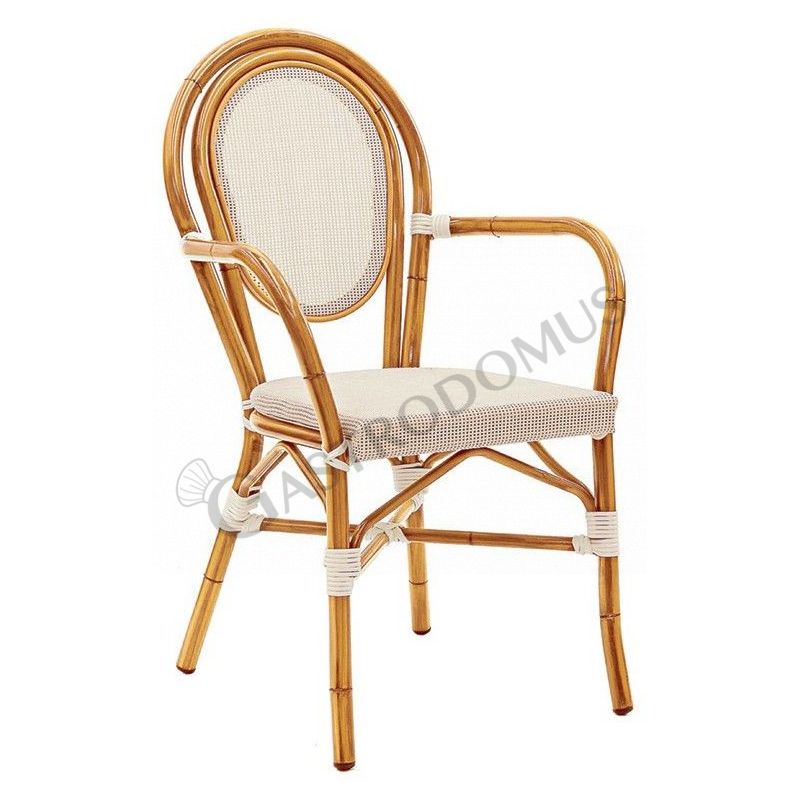 Stuhl "LOVE", lackiertes Aluminium, Bambus-Optik, Sitzfläche aus Texteline