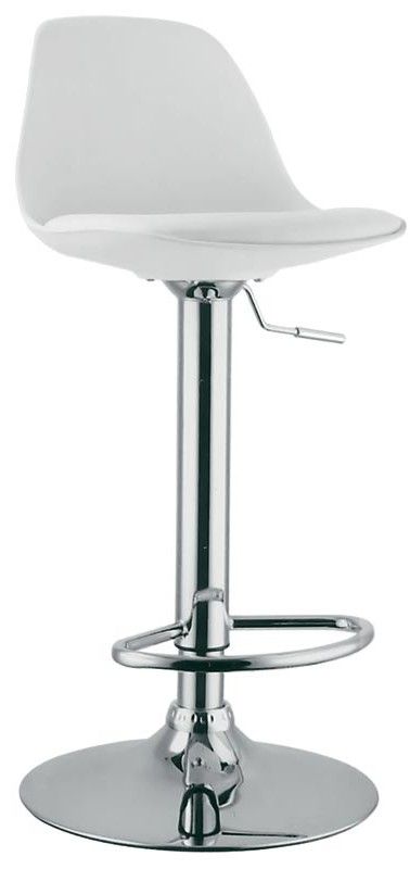 Barhocker "GLOBE", verchromtes Metall, Sitzfläche aus Polypropylen, Kunstlederkissen