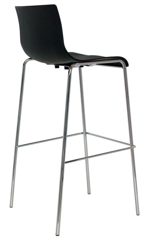 Barhocker "ODEON", verchromter Stahl, Sitzfläche aus Polypropylen