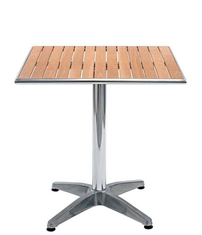 Outdoor-Tisch, quadratisch, Aluminium und Holz, 700 x 700 mm