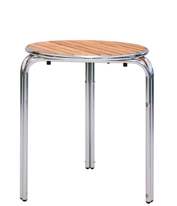 Gartentisch, rund, Holzlatten und Aluminium, Ø 600 mm