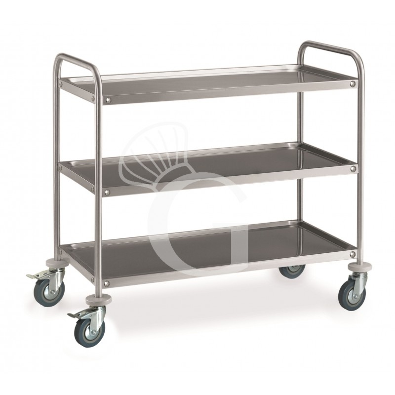 Mehrzweckwagen aus Edelstahl, 3 Fachböden, B 1085 mm x T 690 mm x H 935 mm