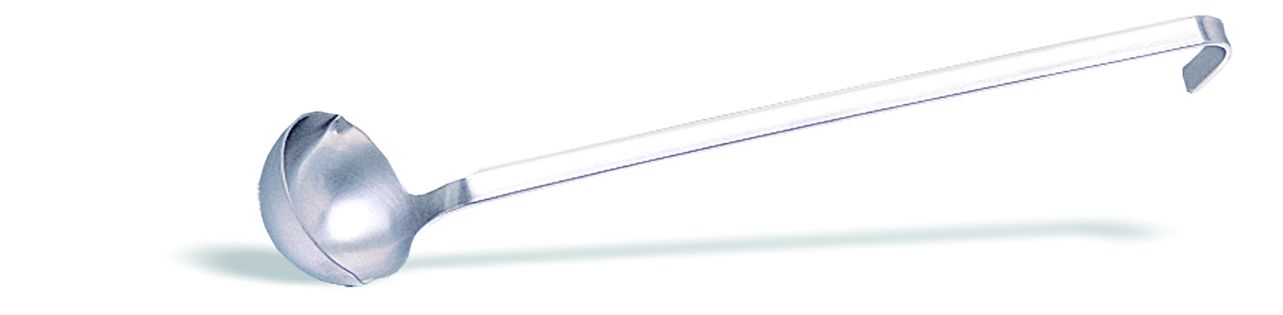Saucenlöffel / Schöpflöffel mit beidseitigem Ausguss, Ø 65 mm, Grifflänge 310 mm