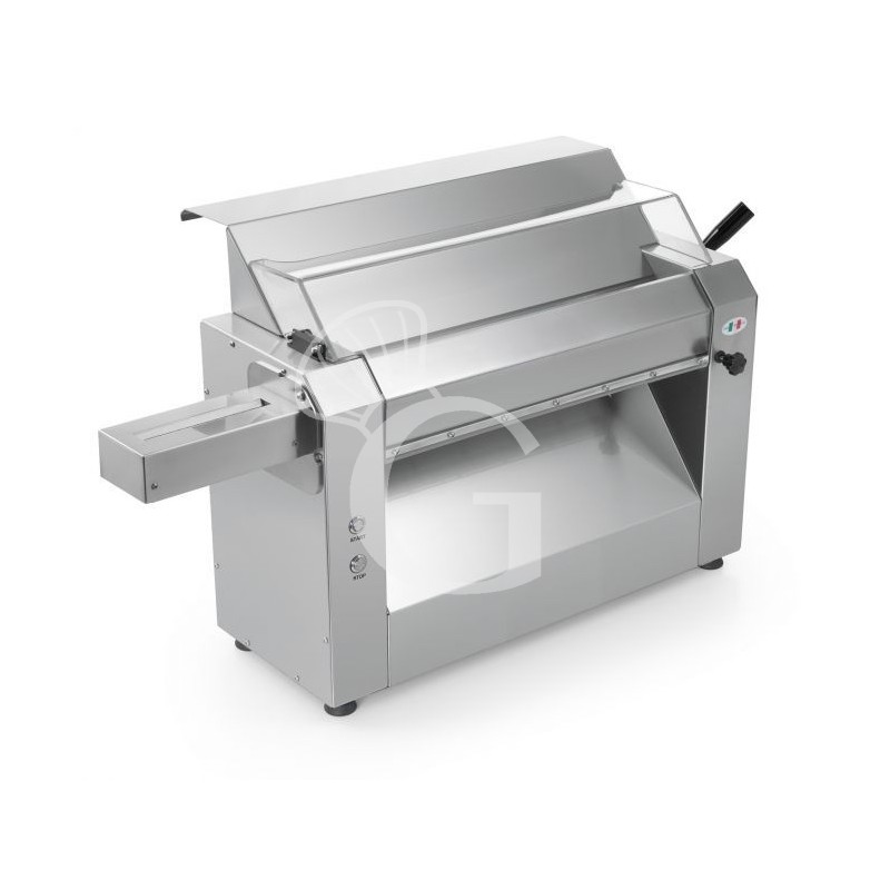 Teigausrollmaschine, elektrisch, mit Edelstahlwalzen (Ø 60 mm, Länge 420 mm), einphasig, B 375 mm x T 700 mm x H 545 mm