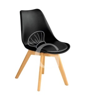 Duck Stuhl – Holzstruktur – Sitzfläche & Rückenlehne – Polypropylen – Kunstlederkissen