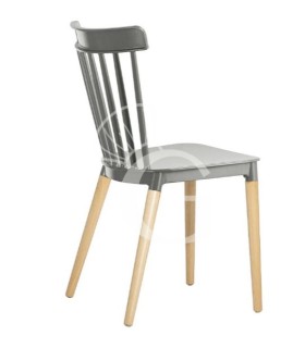 Sessel "ELENA", Holzbeine, Sitzfläche in Polypropylen