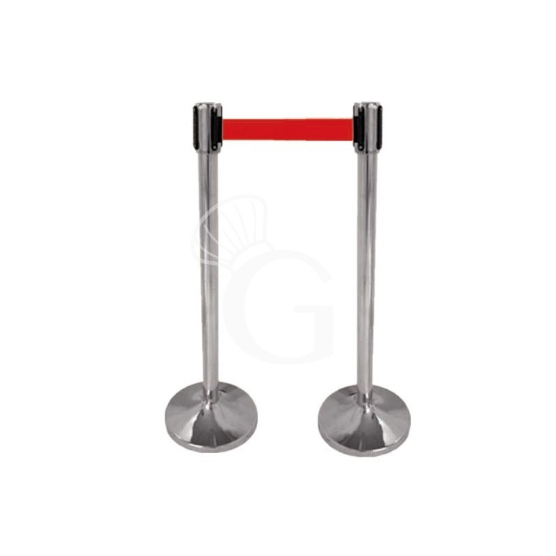 Abgrenzung Set, 2 Abgrenzungsständer aus Edelstahl mit aufrollbarem Absperrband (2 M.-rot) Abgrenzung Set, 2 Abgrenzungsständer aus Edelstahl mit aufrollbarem Absperrband (2 M.-rot)