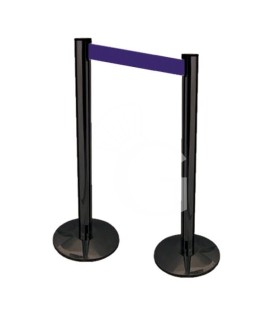 Abgrenzung Set, 2 schwarze Abgrenzungsständer mit aufrollbarem Absperrband (2 M.-blau)