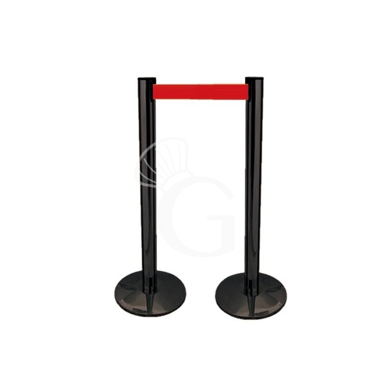 Abgrenzung Set, 2 schwarze Abgrenzungsständer mit aufrollbarem Absperrband (2 M.-rot) Abgrenzung Set, 2 schwarze Abgrenzungsständer mit aufrollbarem Absperrband (2 M.-rot)