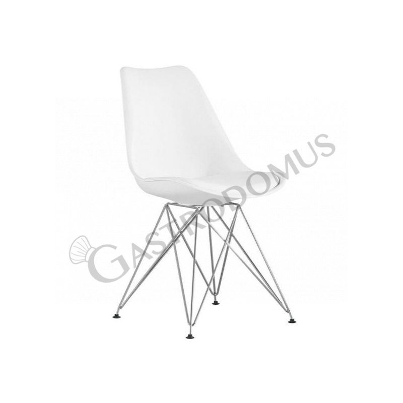 Sessel "LERIKA", Metall verchromt, Sitzfläche in Polypropylen und Sitzkissen aus Kunstleder