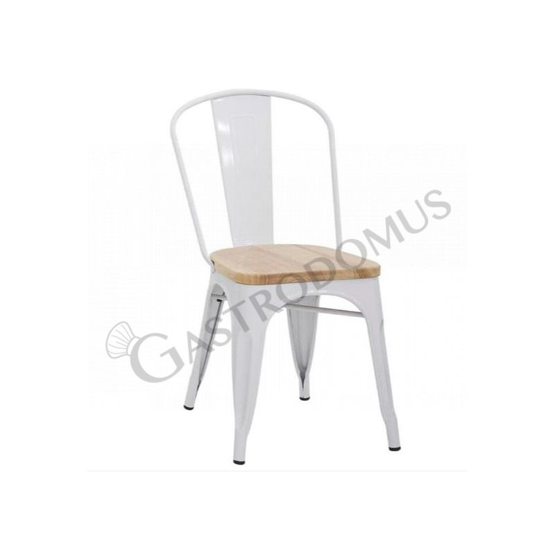 Metallstuhl "MILONGA", lackiert, Sitzfläche aus Holz