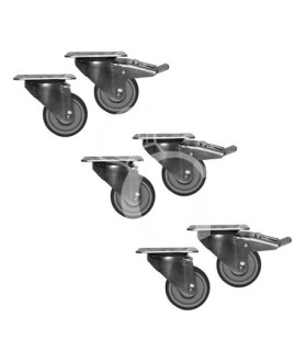 Lenkrollen-Set (6 Rollen, davon 2 mit Bremse), Ø 125 mm