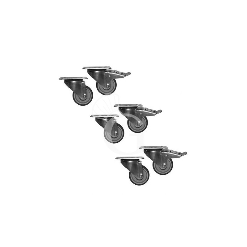 Lenkrollen-Set (6 Rollen, davon 2 mit Bremse), Ø 125 mm