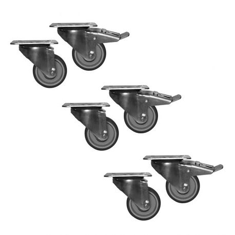 Lenkrollen-Set (6 Rollen, davon 2 mit Bremse), Ø 125 mm
