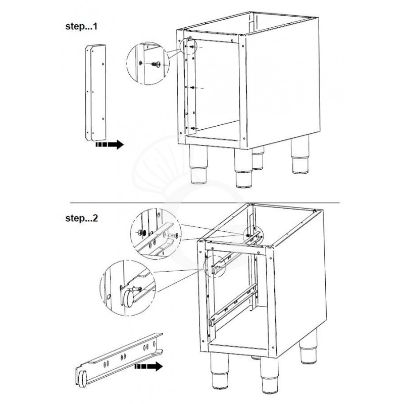 2 Schubladen, B 600 mm x T 490 mm x H 400 mm