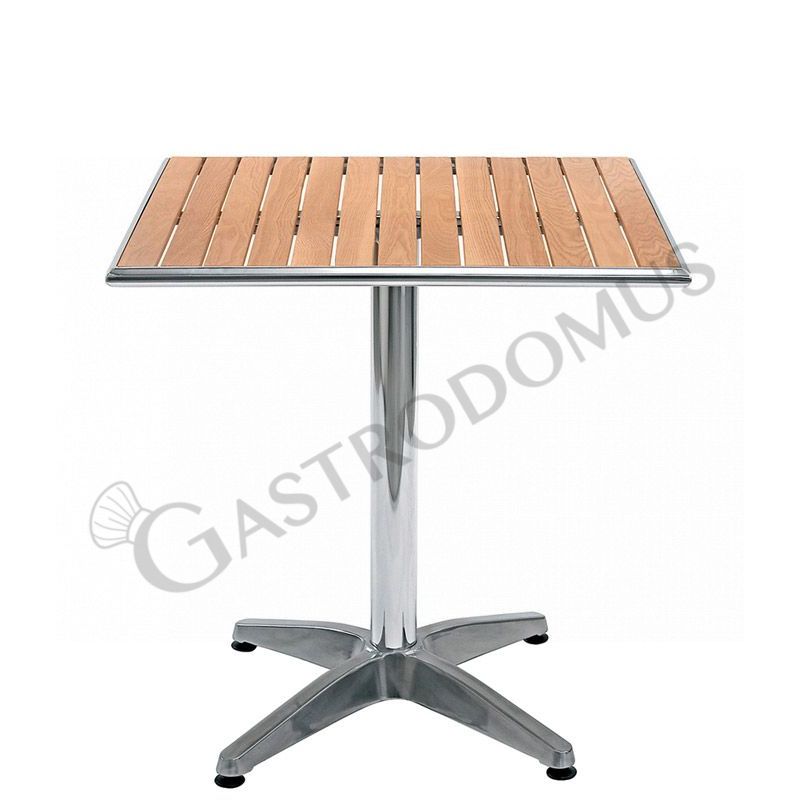 Outdoor-Tisch, quadratisch, Aluminium und Holz, 600 x 600 mm