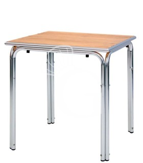 Gartentisch, quadratisch, Holzlatten und Aluminium, 700 x 700 mm